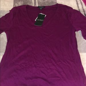 Ralph Lauren quarter sleeve purple v neck